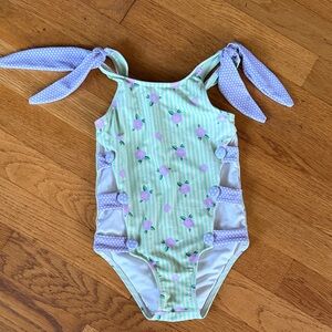 Kids Kimi & Li Zadie Floral One Piece Swimsuit - Green and Purple, 18-24 m